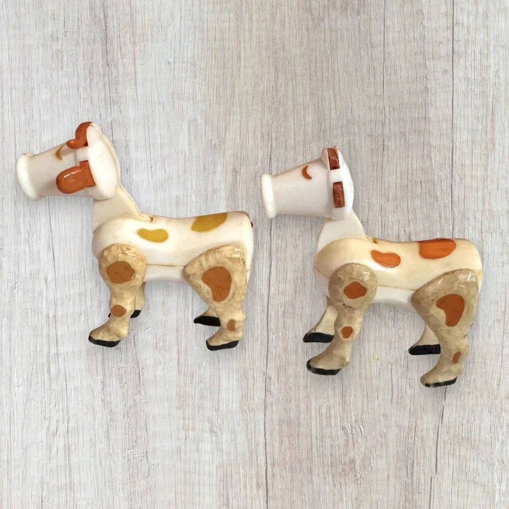Vintage Fisher Price Wooden Farm Animals Cow Figures Chicken Farmer Lot